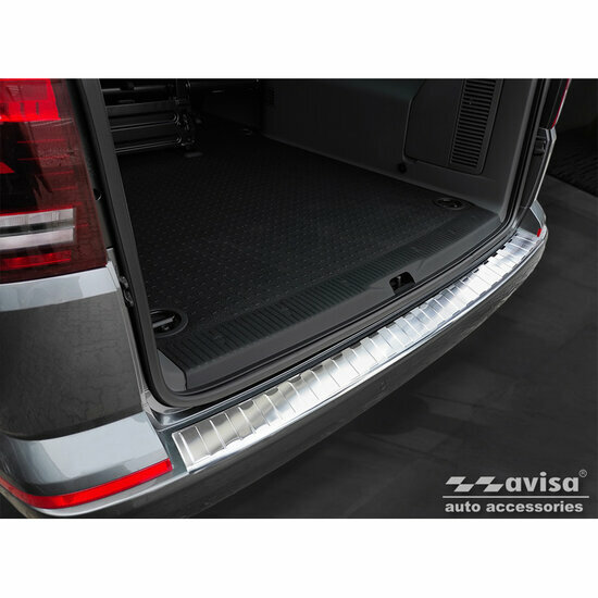 RVS Achterbumperprotector passend voor Volkswagen Caravelle T6 2015- &amp; FL 2019- (met achterklep) &#039;Ribs&#039;