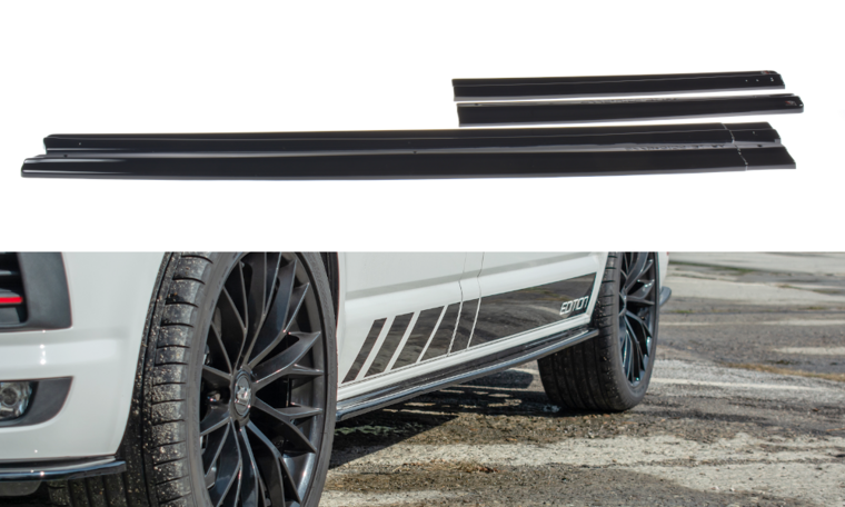 SIdeskirt aanzets glanzend zwart passend voor VW Transporter T6 Maxton Design