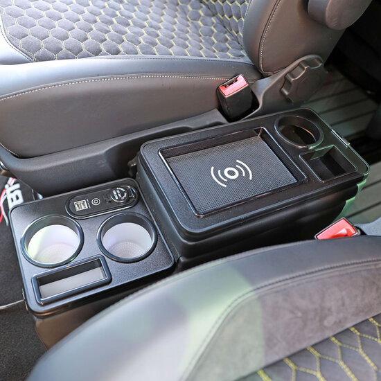 Middenconsole met draadloos opladen, verlichting en USB passend voor VW Transporter T5 en T6