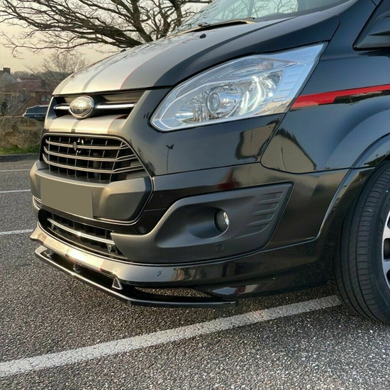 OneWay front spoiler glanzend zwart passend voor Ford Transit Custom MK1 model 2012 - 2023 met sportline voorbumper