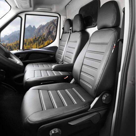 New York Design Kunstleder Stoelhoezenset 2+1 passend voor Ford Transit Custom 2012-2023 (met armsteun in bank)